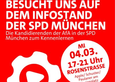 TEAM ARBEIT: Besucht uns auf dem Infostand der SPD München
